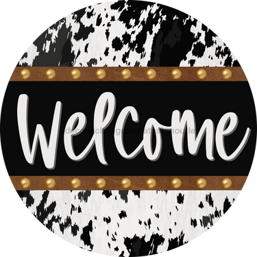 Cow Door Hanger Welcome Dco-01368-Dh 18’ Round Wood